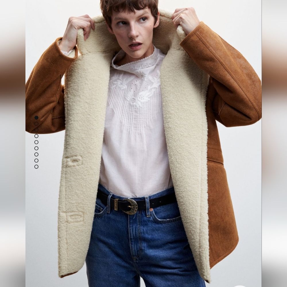 Mango oversized shearling lined coat xxs